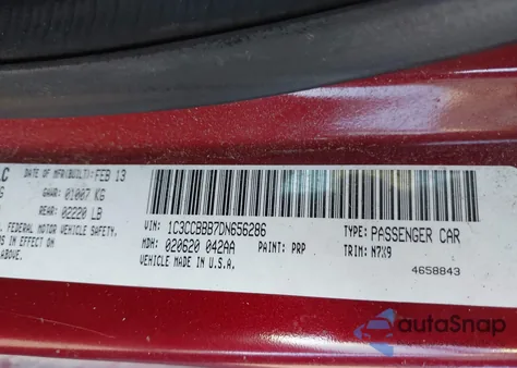 2013 Chrysler 200 Touring из США, поврежденный, VIN 1C3CCBBB7DN656286